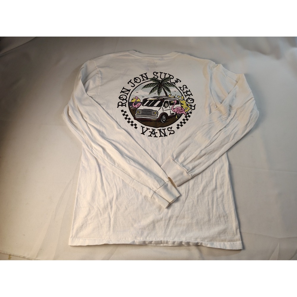 Vans Ron Jon Surf Shop Mens White Long Sleeve Graphic T-Shirt Small‎ Surf Van